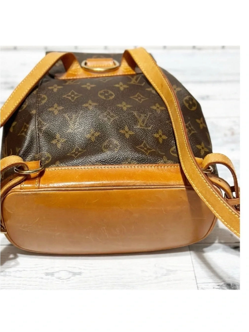 Louis Vuitton Monogram Monsieur MM Leather Fabric Brown Backpack Purse
